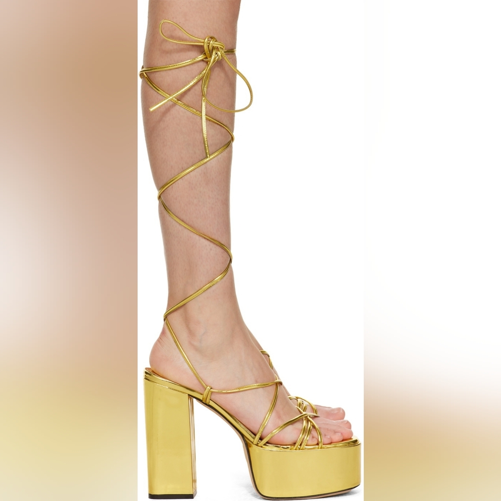 PARIS TEXAS Malena Platform Leather Sandals Heels 38